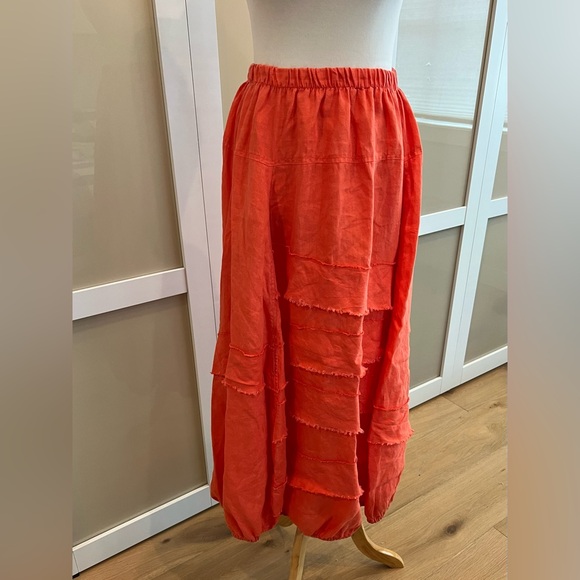 Coral Linen Maxi Skirt - Picture 2 of 8